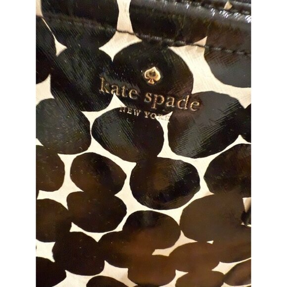Kate Spade Black White Polka Dot Zip Dome Tote Satchel Purse Strap Double Handle - Picture 2 of 16
